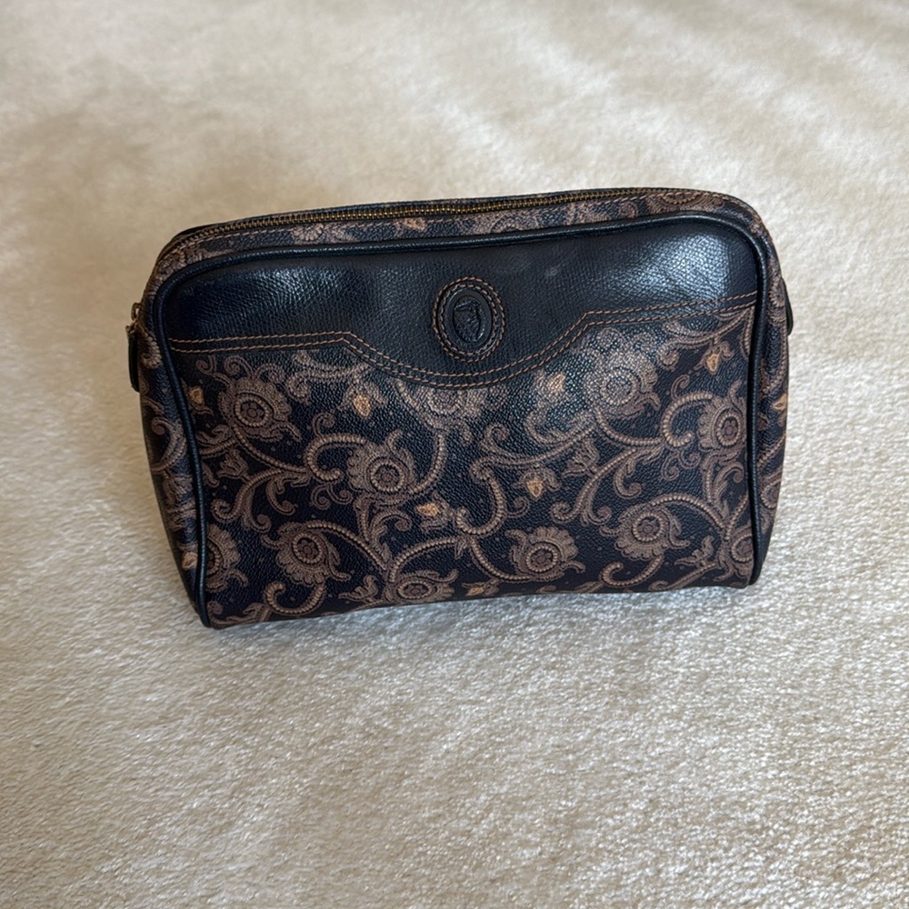 Black and Brown Floral Toiletry Bag